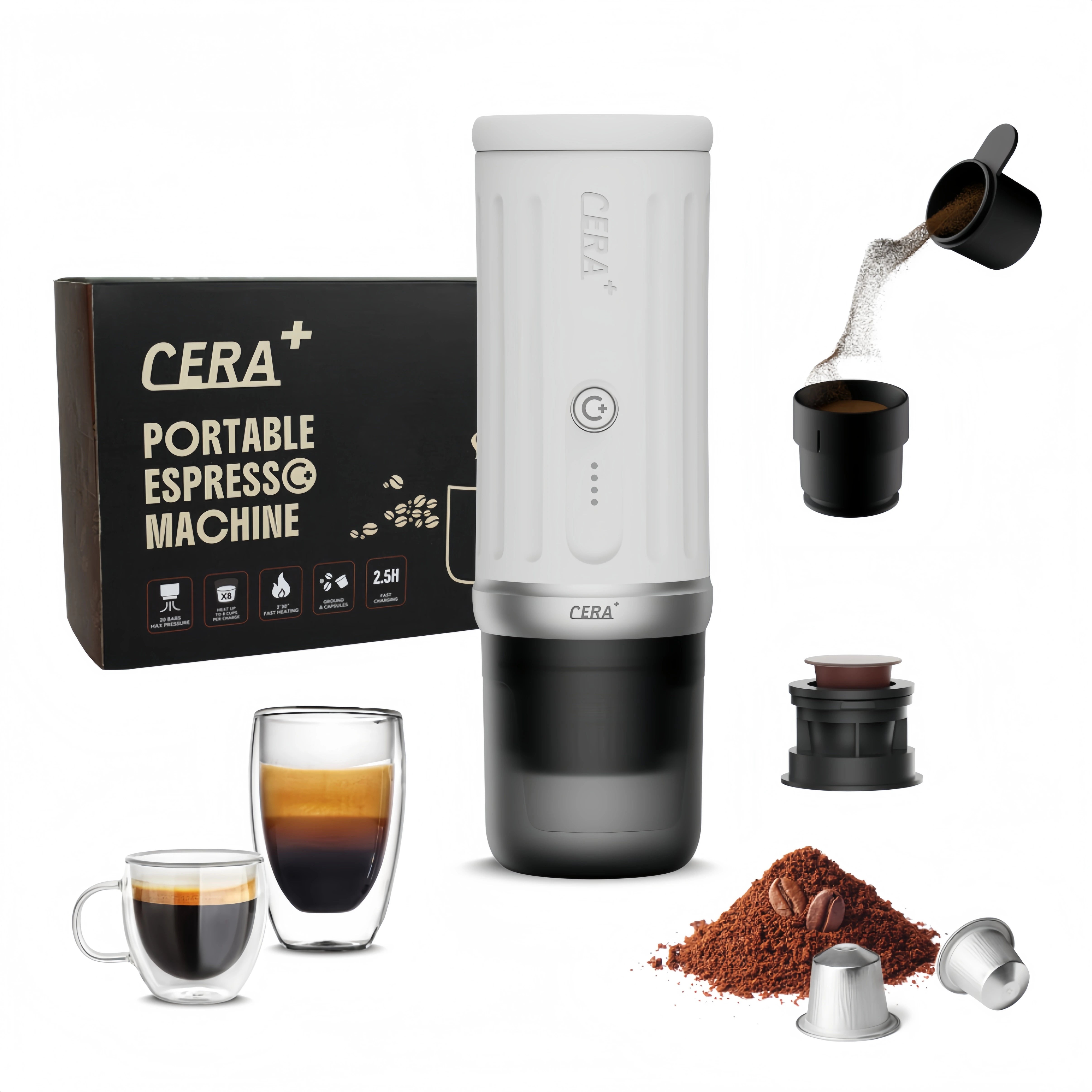 Cerapresso Portable Espresso Machine (Ceramic White)